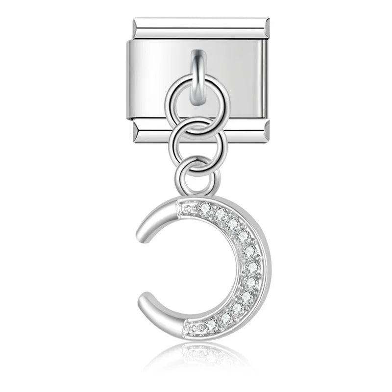 Italian charm bracelet - The crescent moon symbolizes new beginnings and dreams, encouraging growth and change.