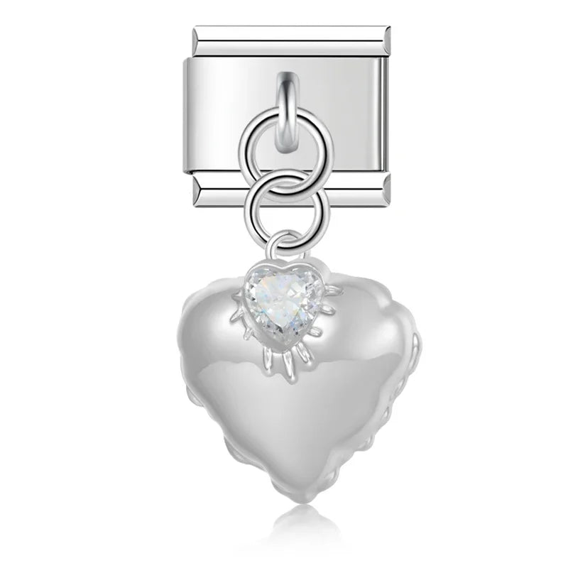 Italian charm bracelet - The heart symbolizes love, affection, and deep emotional connections. This charm represents romance and cherished relationships.