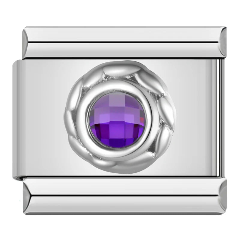 Italian charm bracelet - Purple is often associated with royalty, luxury, power, and ambition.
