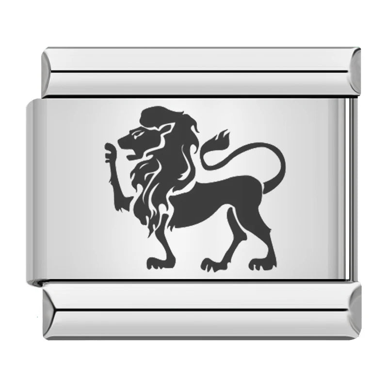 Italian charm bracelet - The lion symbolizes courage, strength, and leadership.