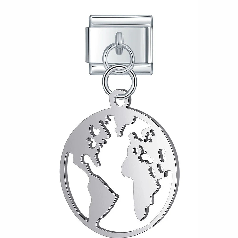 Italian charm bracelet - The globe represents travel, adventure, and a connection to the world.