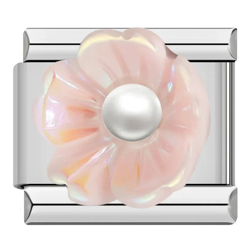 Pink Crystal Petal Flower Charm