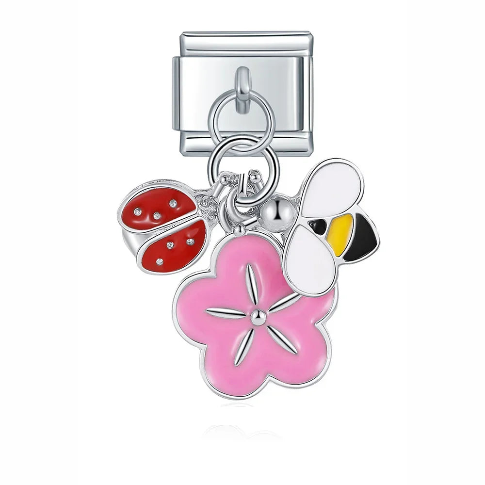 Insect + Pink Daisy Charm