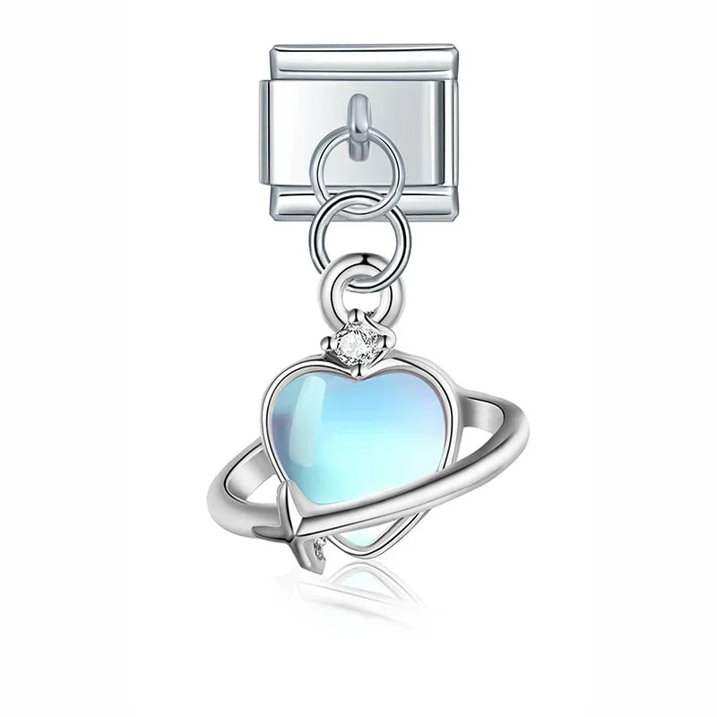 Blue Teardrop Heart Charm