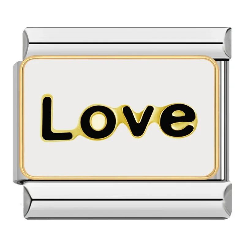 Love Text Heart Charm