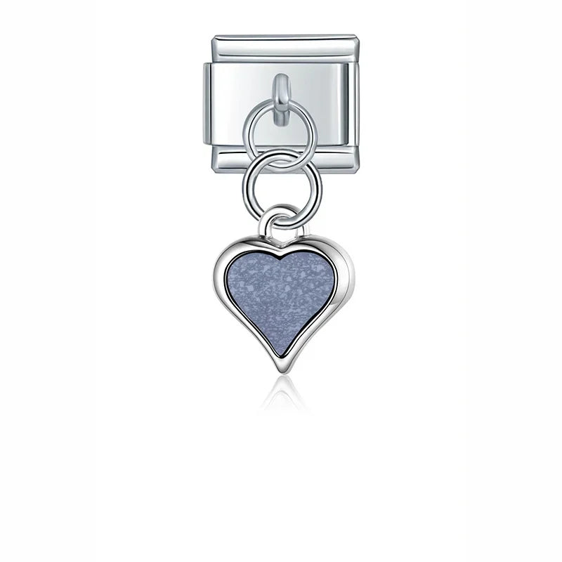Navy Blue Heart Drop Charm