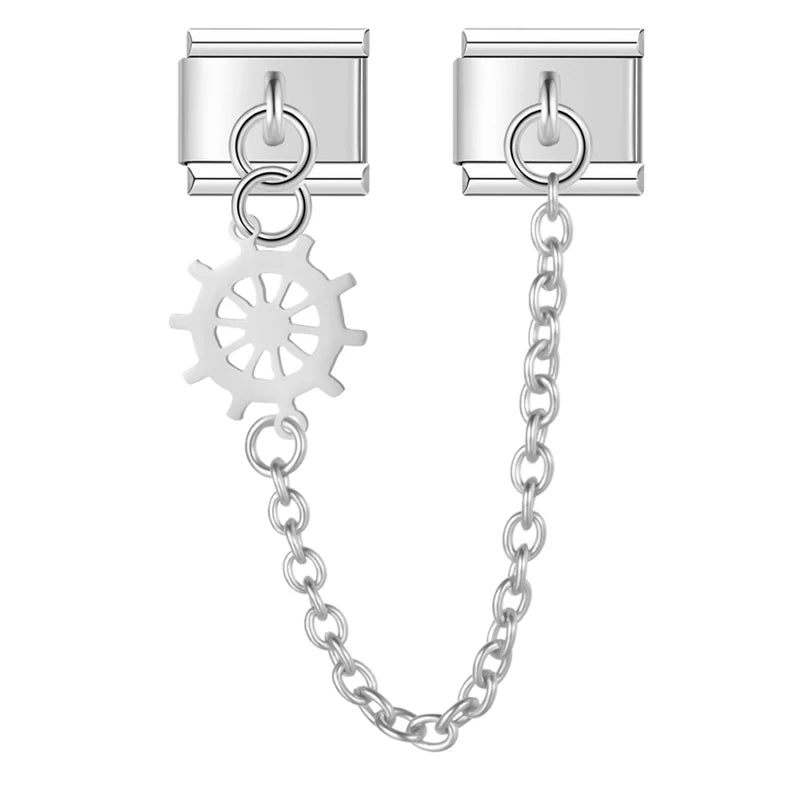 Italian charm bracelet - The ship's wheel represents guidance and control over one's journey.