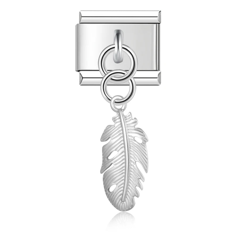 Italian charm bracelet - Feathers symbolize freedom, hope, and spiritual connection.