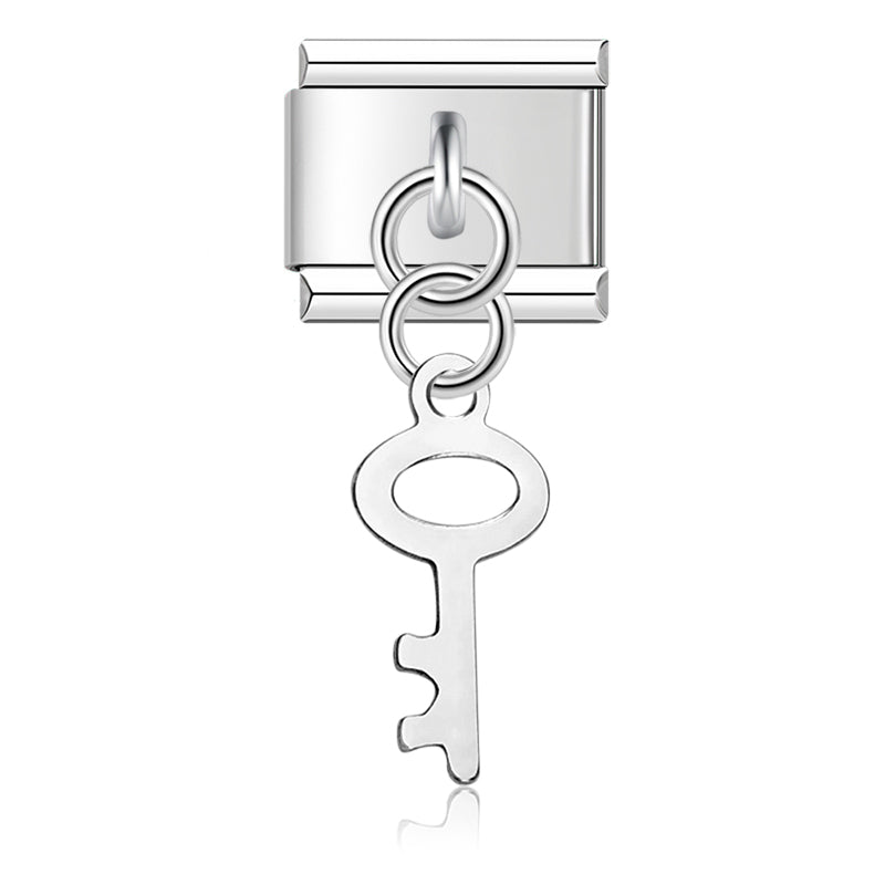 Italian charm bracelet - Keys often represent unlocking potential, opportunities, or secrets.
