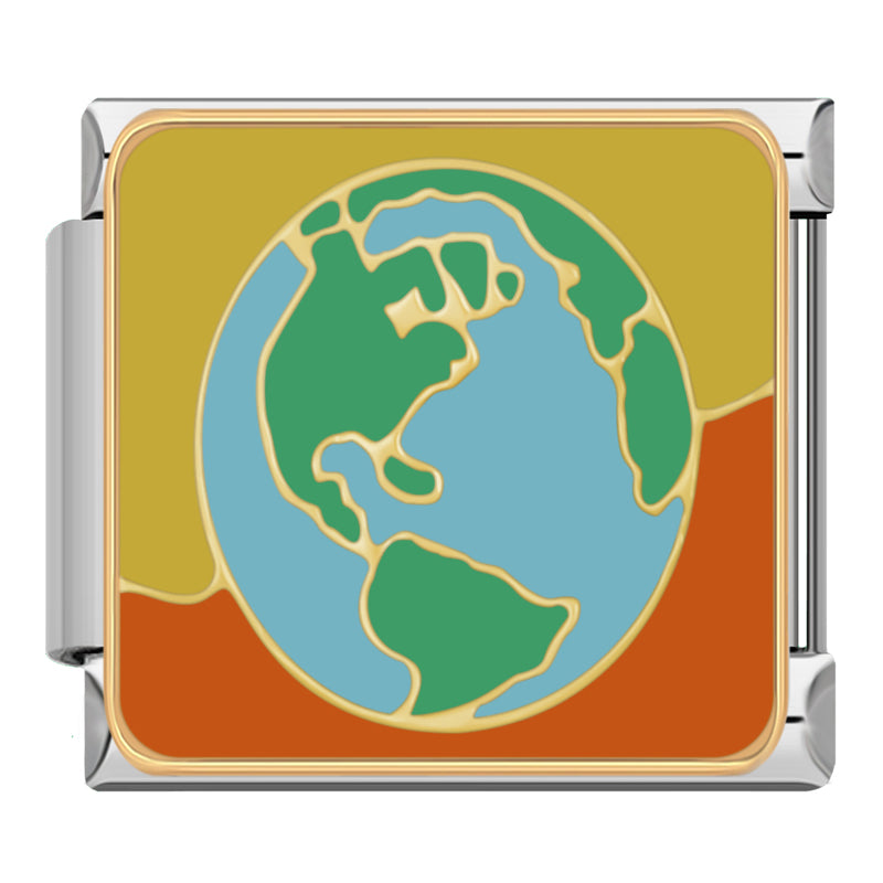 Italian charm bracelet - The earth symbolizes travel, exploration, and a connection to the world.