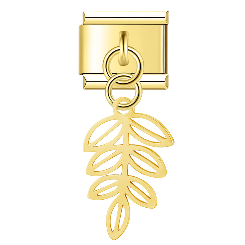 Italian charm bracelet - Leaves represent growth, renewal, and hope.