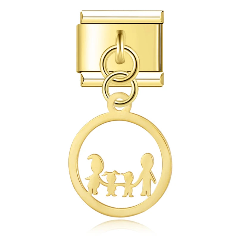 Italian charm bracelet - The family motif represents love and connection, symbolizing unity and support among family members.