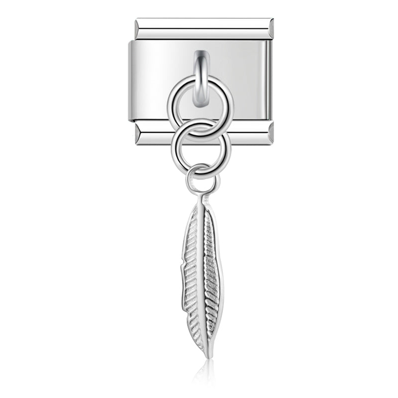 Italian charm bracelet - Feathers symbolize freedom and spiritual connection.