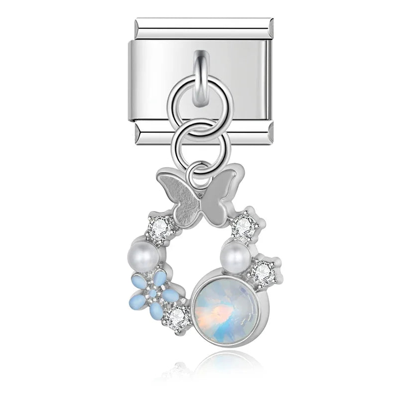 Italian charm bracelet - Butterflies represent transformation and hope. Flowers can symbolize beauty, joy, and new beginnings.