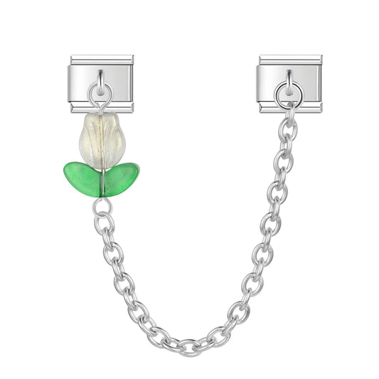 Italian charm bracelet -  Tulips generally symbolize perfect love. As they are one of the first flowers to bloom in the spring, they can also represent rebirth.