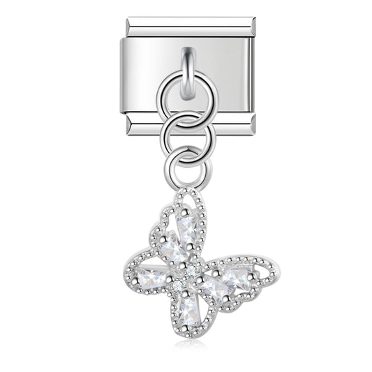 Italian charm bracelet -  The butterfly symbolizes transformation, hope, and new beginnings.
