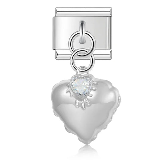 Italian charm bracelet -  The heart symbolizes love, affection, and deep emotional connections. This charm represents romance and cherished relationships.