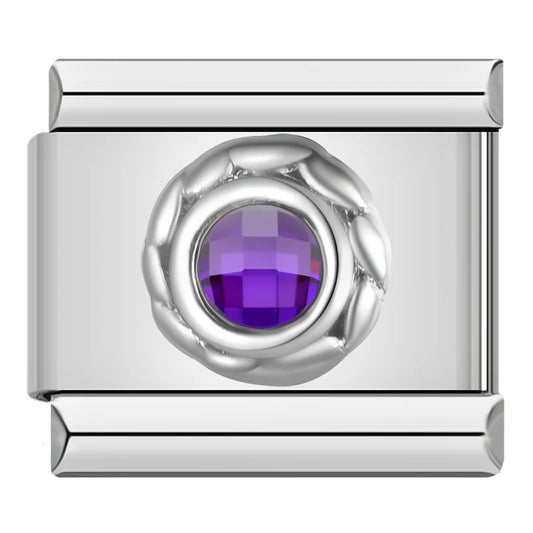 Italian charm bracelet -  Purple is often associated with royalty, luxury, power, and ambition.