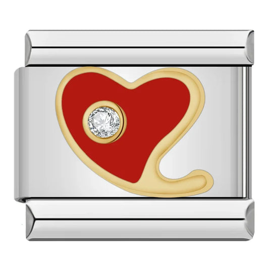 Italian charm bracelet -  The heart symbolizes love, affection, and connection.