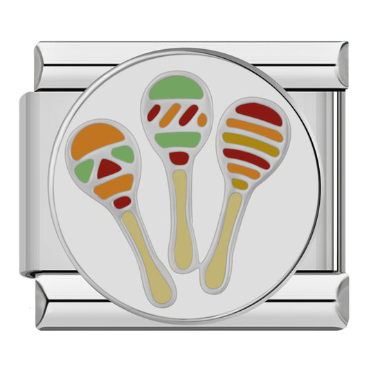Italienisches Bettelarmband – Maracas werden mit Feiern, Freude und kulturellen Traditionen in Verbindung gebracht.