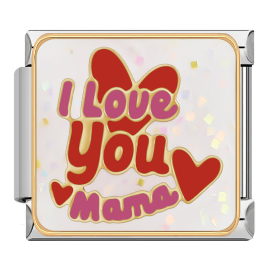 Italian charm bracelet -  The charm expresses love and appreciation for a mother, with hearts symbolizing affection and connection.