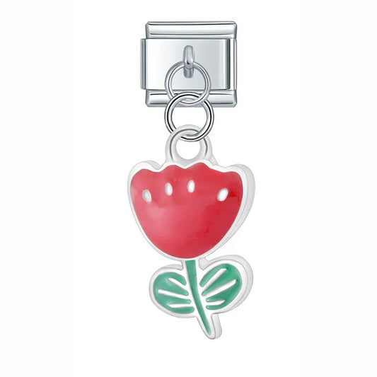 Italian charm bracelet -  Flowers often symbolize beauty, love, and new beginnings.