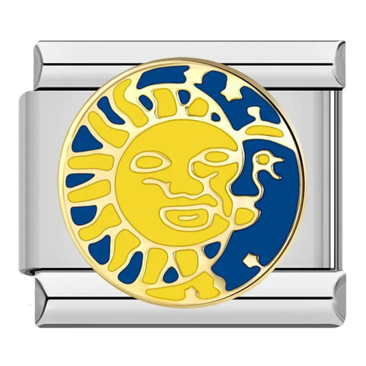 Italian charm bracelet -  The sun often represents life, energy, and positivity, while the moon symbolizes mystery, change, and dreams. Together, they can represent balance and harmony.