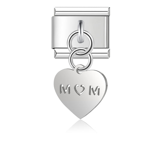 Italian charm bracelet -  The heart symbolizes love and affection. The letters 'MOM' directly express love and appreciation for a mother.