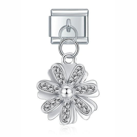 Diamond - Studded Daisy Flower Charm