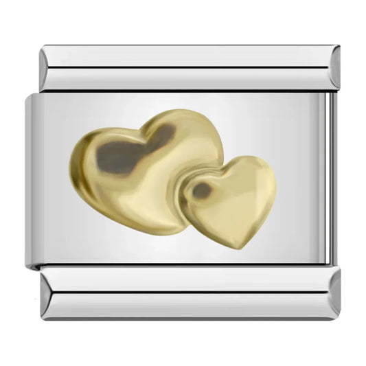 Twin Gold Hearts Charm