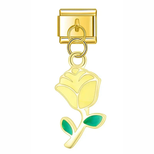 Gelber Rosentropfen-Charm