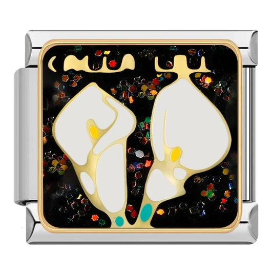 Tanzende Damen im Blumenrahmen Charm