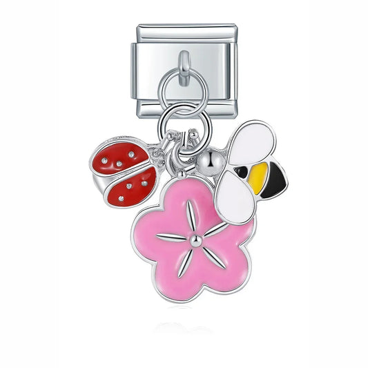 Insect + Pink Daisy Charm