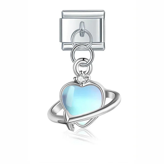 Blue Teardrop Heart Charm