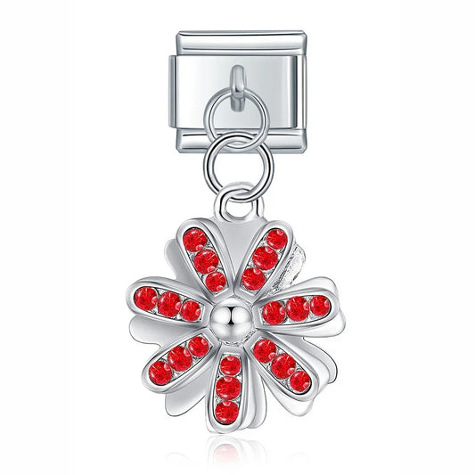Red Crystal Daisy Charm