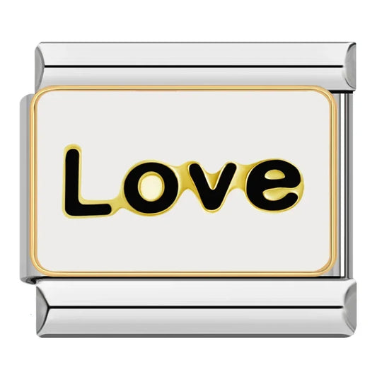 Love Text Heart Charm