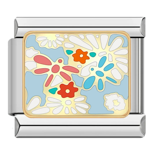 Blue Floral Pattern Charm