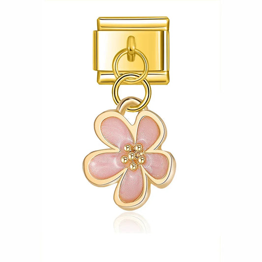 Pink Enamel Daisy Flower Charm