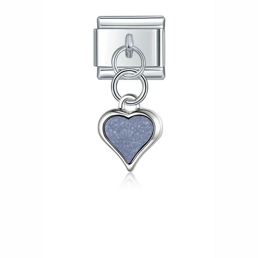 Navy Blue Heart Drop Charm