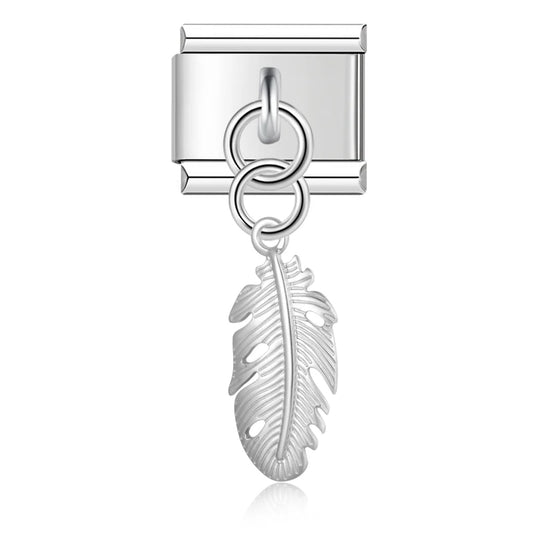 Italian charm bracelet -  Feathers symbolize freedom, hope, and spiritual connection.