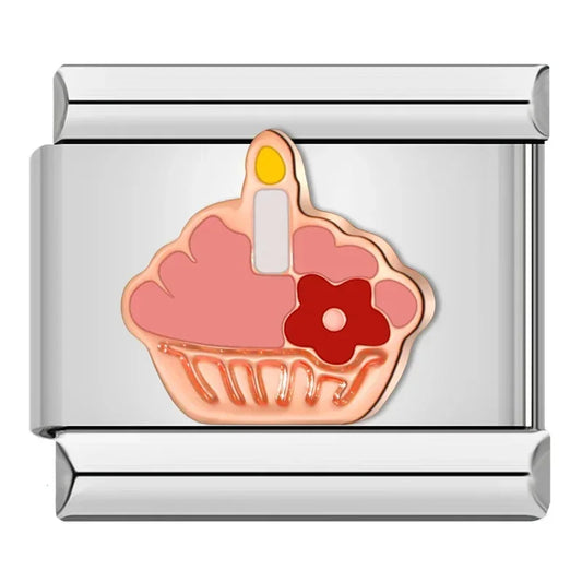 Italian charm bracelet -  The cupcake symbolizes celebration, joy, and sweetness.