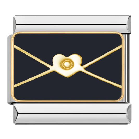 Italian charm bracelet -  A heart-shaped envelope symbolizes love, affection, and heartfelt messages. It represents the sentiment of sending love and cherished thoughts.