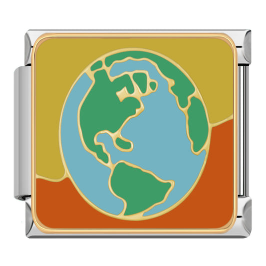 Italian charm bracelet -  The earth symbolizes travel, exploration, and a connection to the world.