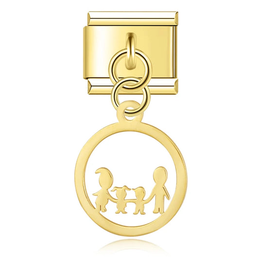 Italian charm bracelet -  The family motif represents love and connection, symbolizing unity and support among family members.
