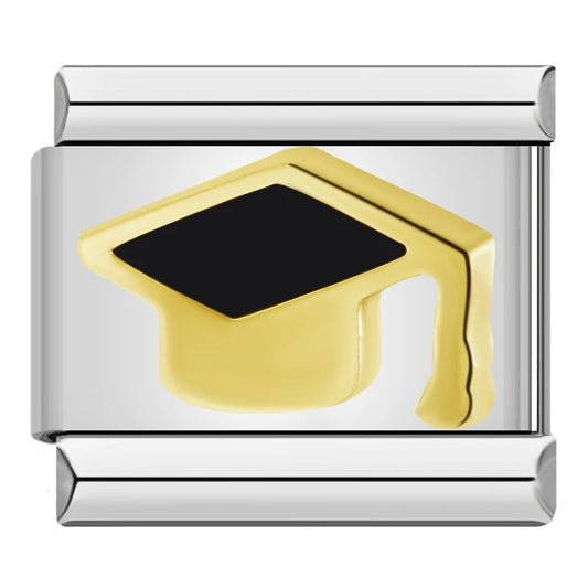 Italian charm bracelet -  Graduation caps symbolize academic achievement and the successful completion of studies, representing new beginnings and future opportunities.