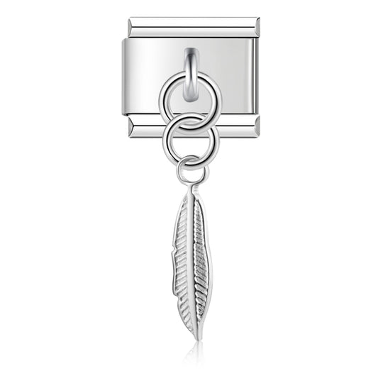 Italian charm bracelet -  Feathers symbolize freedom and spiritual connection.